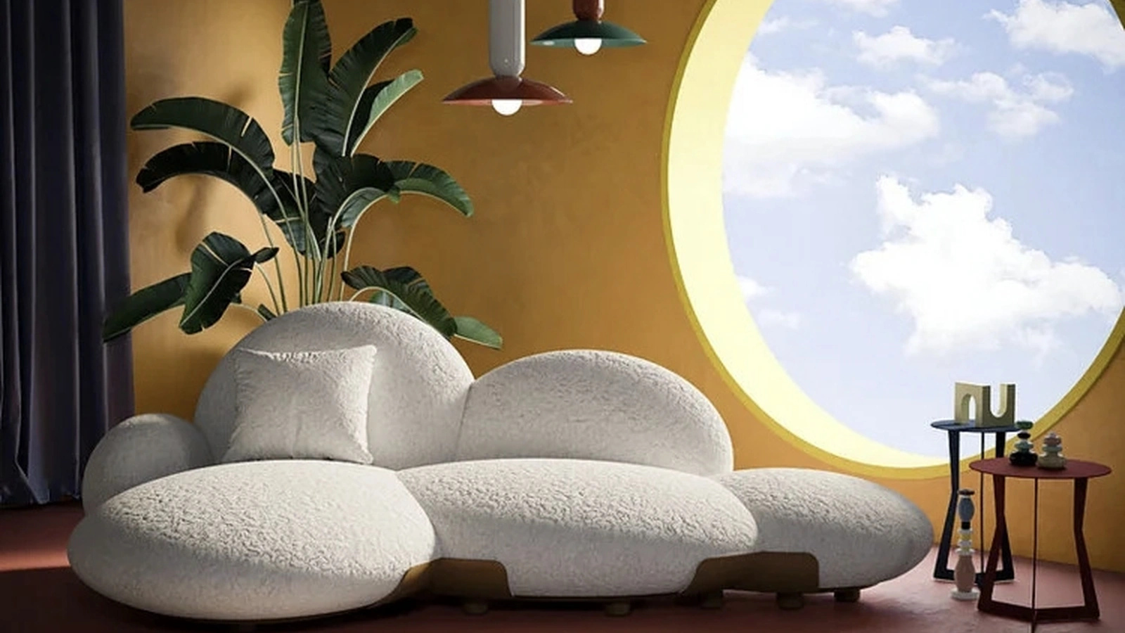 Divano di design in tessuto imbottito Nefele di Egoitaliano