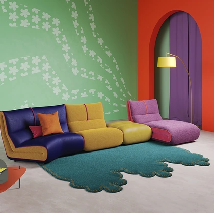 Divano modulabile in tessuto con penisola Pongo di Egoitaliano