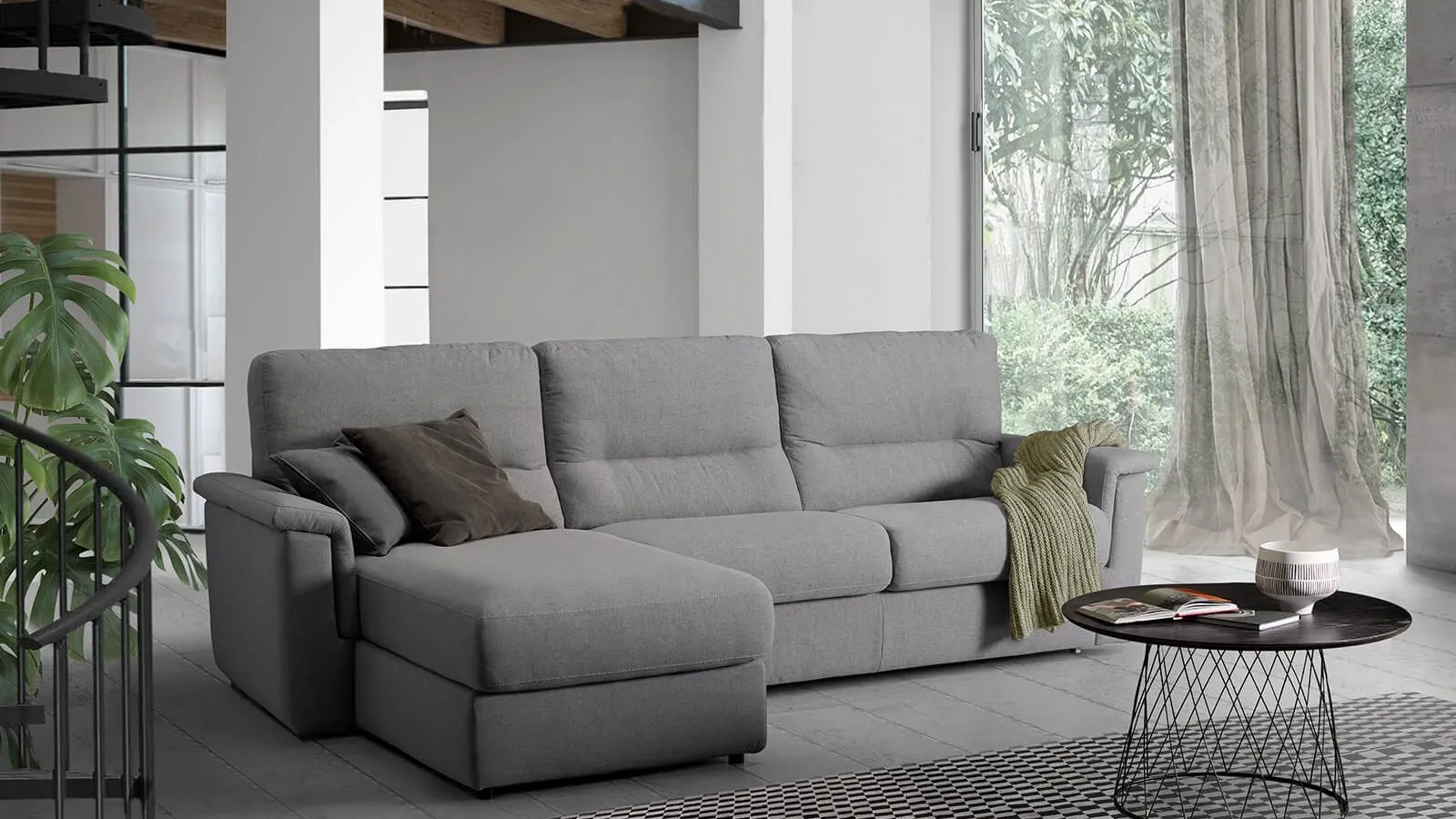 Divano Letto relax in tessuto con penisola Relaxo di Vitarelax