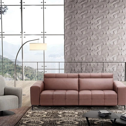 Divano relax lineare in pelle trapuntato Tiffany di Egoitaliano