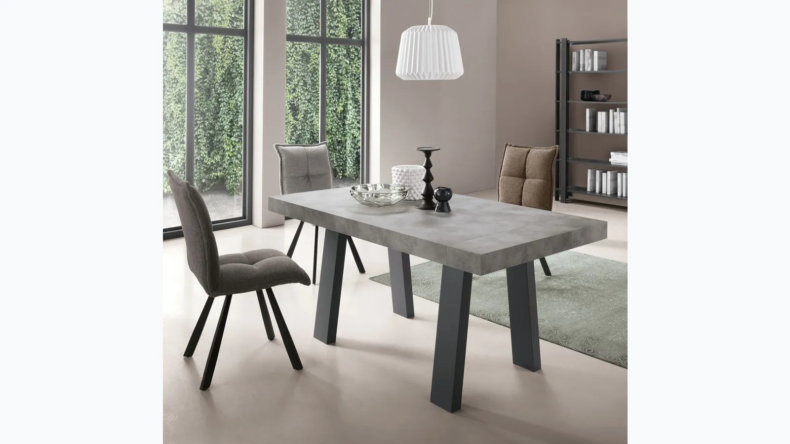 Tavolo allungabile Divo in laminato effetto cemento di Capodarte