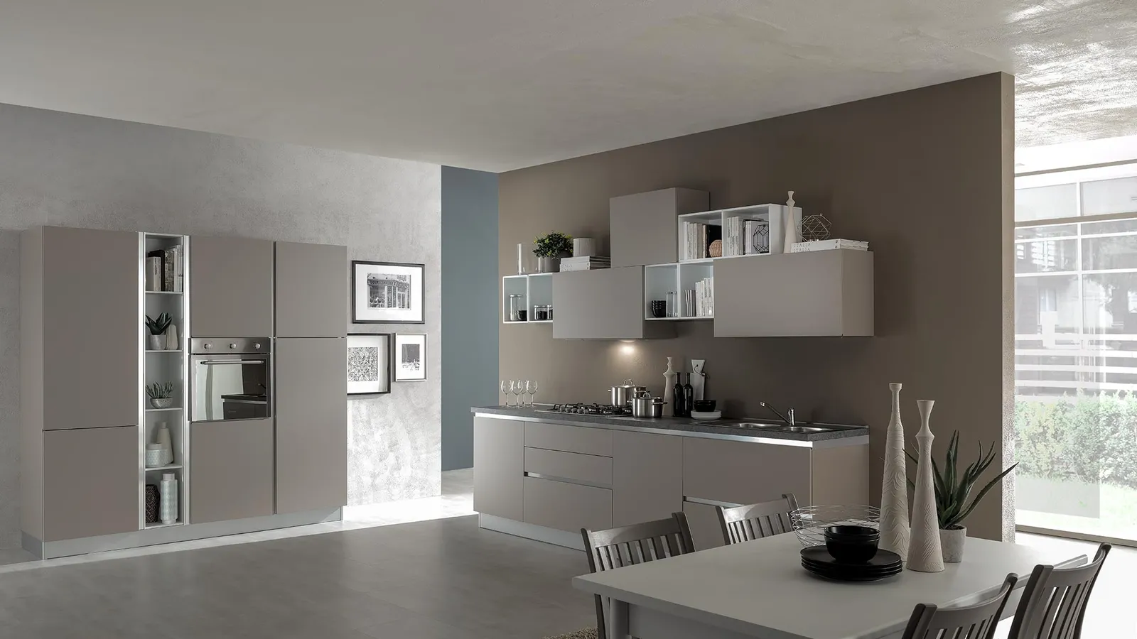 Cucina Moderna Delizia 06 Tortora Opaco di Net Cucine