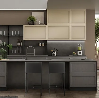 Cucina Moderna con isola Lea finitura grigio e avena di Mobilturi