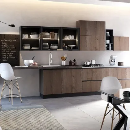 Cucina Moderna angolare Nala in rovere terra di Mobilturi