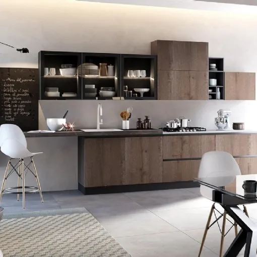 Cucina Moderna angolare Nala in rovere terra di Mobilturi