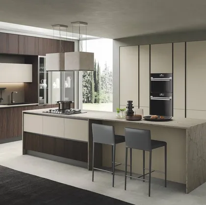 Cucina Moderna con isola Pop noce bruciato e corda di Mobilturi