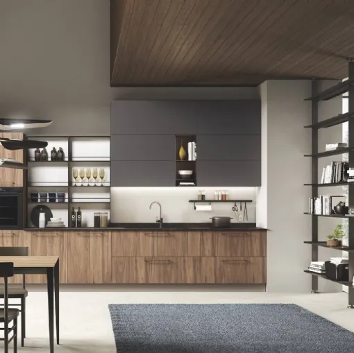 Cucina Moderna lineare Pop noce e grafite di Mobilturi