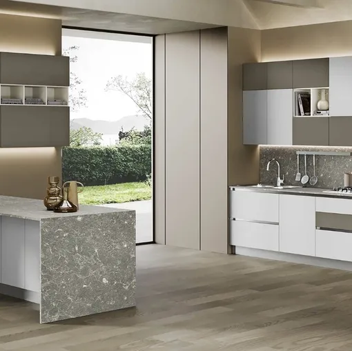 Cucina Moderna Sandy 04 Bronzo e Bianco di Net Cucine