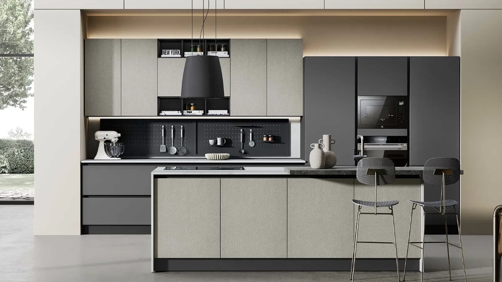Cucina Moderna Sandy 05 Antracite e Grigio di Net Cucine