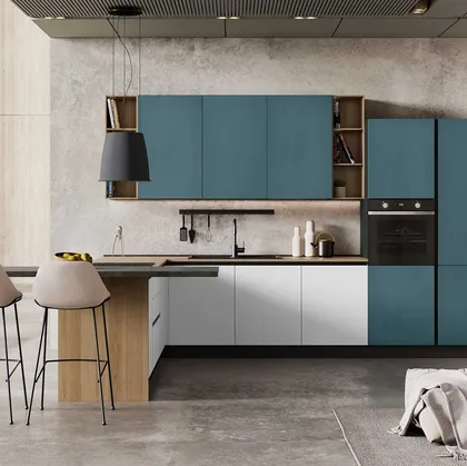 Cucina Moderna Sandy 02 Ghiaccio e Blu di Net Cucine