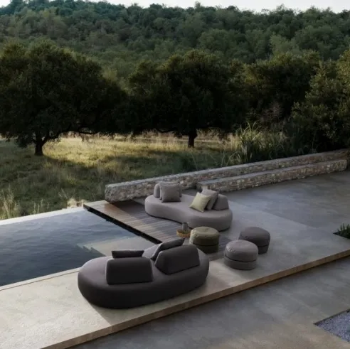 Pouf Gulizar in tessuto di Bizzotto