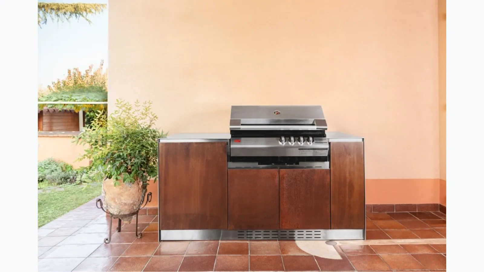 Cucina da esterno Via Nolfi Acciaio corten di OF Outdoor kitchens