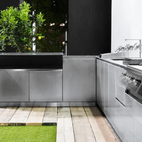 Cucina da esterno Via Nolfi in acciaio inox delabré di OF Outdoor kitchens