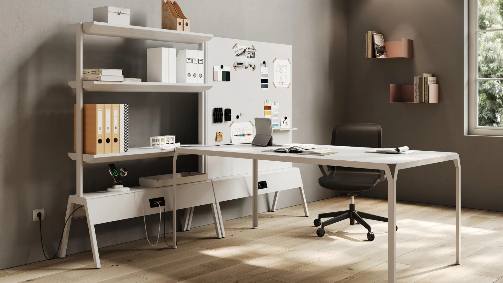 Libreria Crossover con scrivania di Steelbox