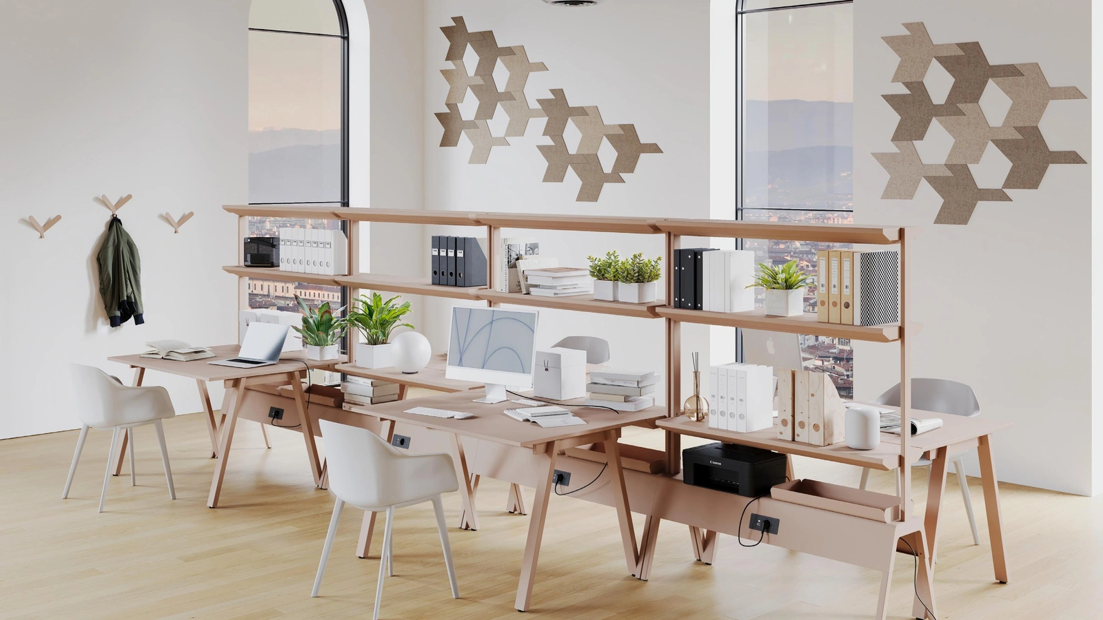 Libreria Crossover con scrivania di Steelbox