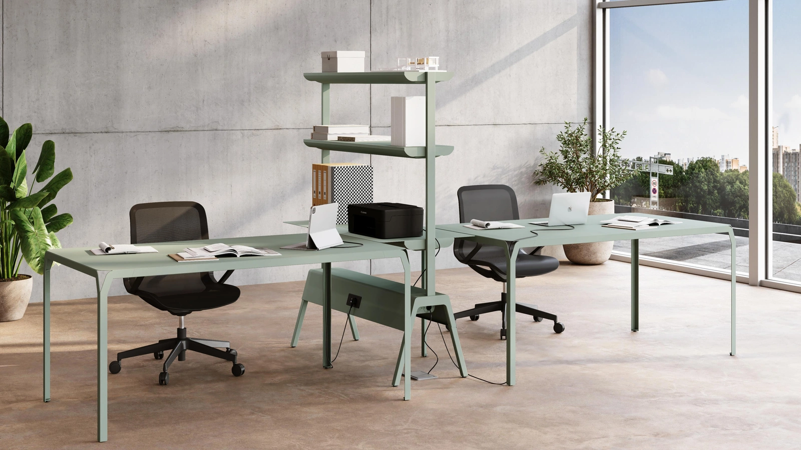 Libreria Crossover con scrivania di Steelbox